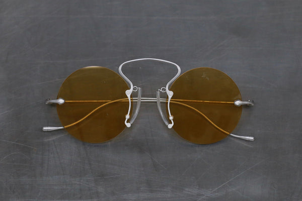 RIGARDS X UMA WANG Joint Stainless Steel Frameless Glasses RG00UW9(A) Series Collection RG-RG00UW9(A)-FGYH Retro Silver Frame Yellow Lenses